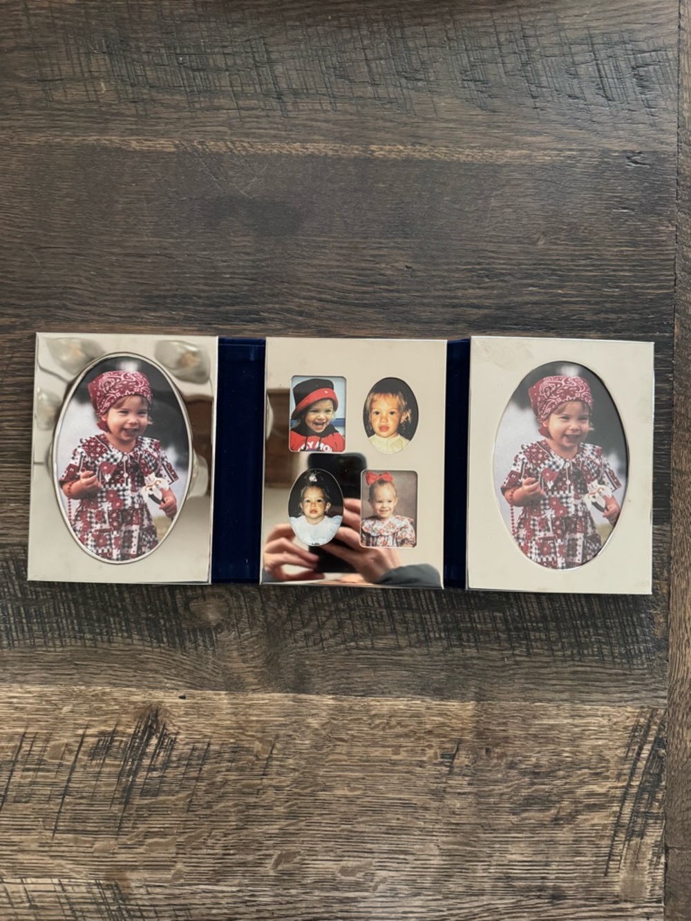 Silver Tone Triple Hinged Photo Frame 4x6 NIB Vintage 90s Style